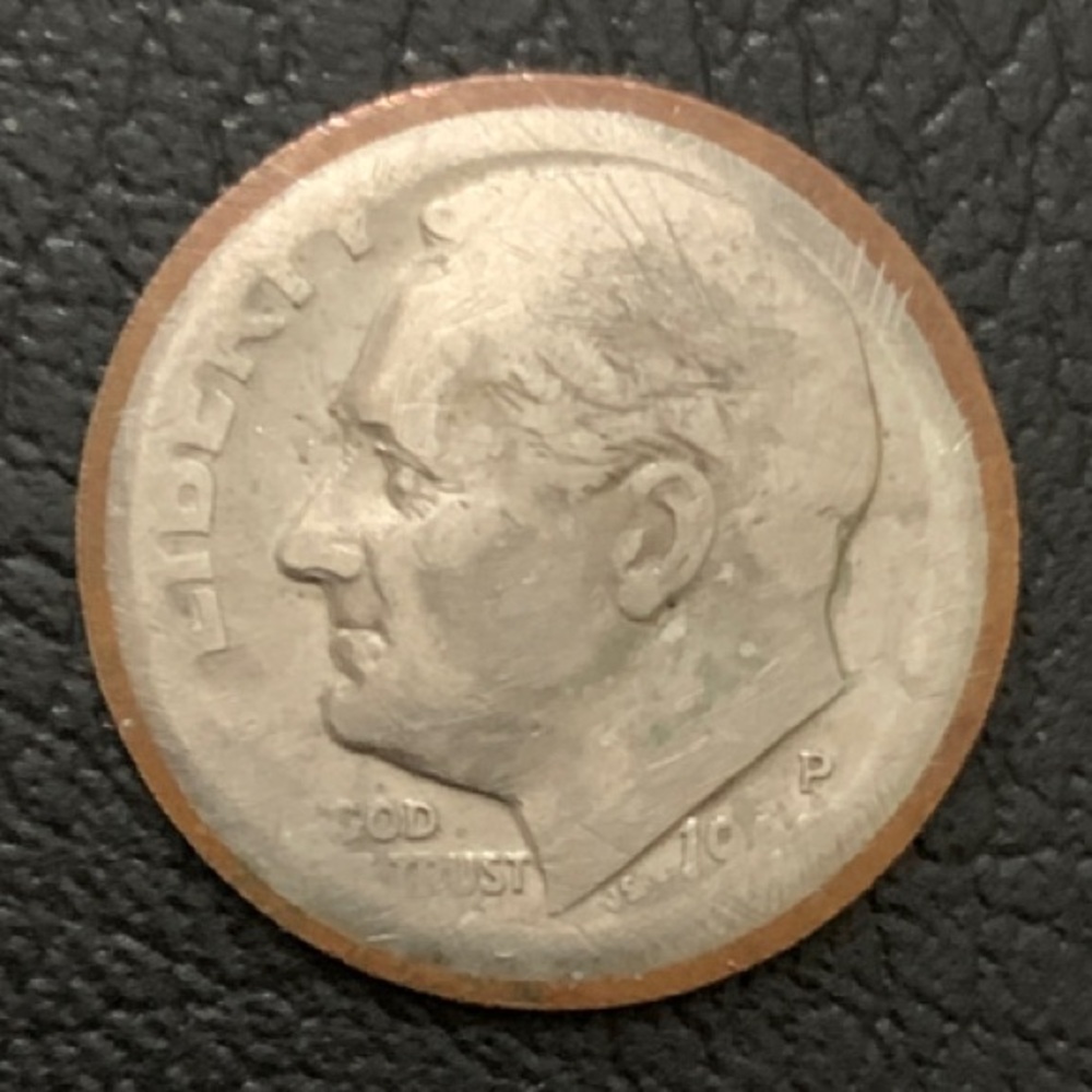 Error - Silver dime with Copper Accent